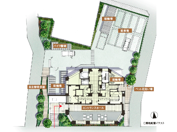 Buildings and facilities. entrance / By providing the wall and stairs to approach space, Produce a mansion feeling disconnected from the outside of the bustle.