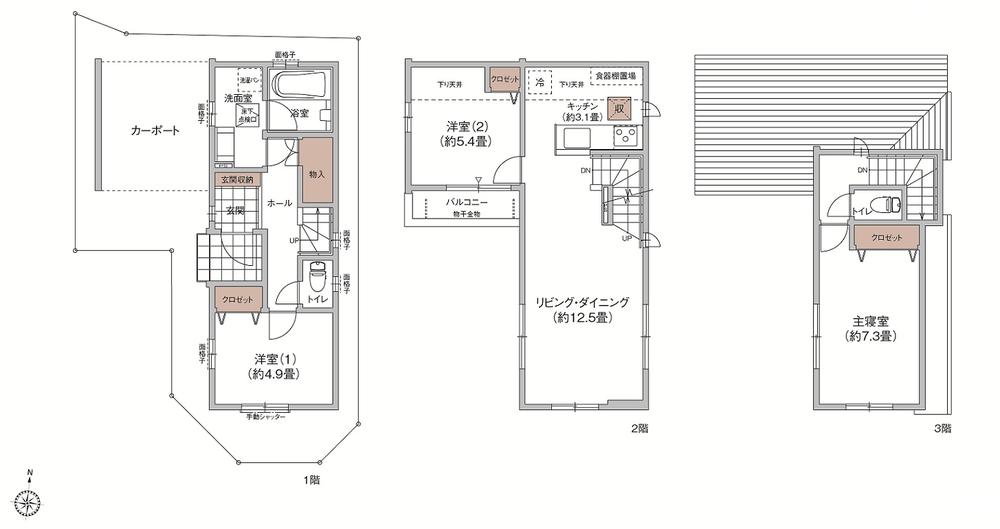 Floor plan. 590m 1 floor supermarket "Gourmet City to Sanzerize It has become a Itabashi Sanzerize store ", Other eateries and animal hospital, It is highly convenient facilities of life, such as bank.