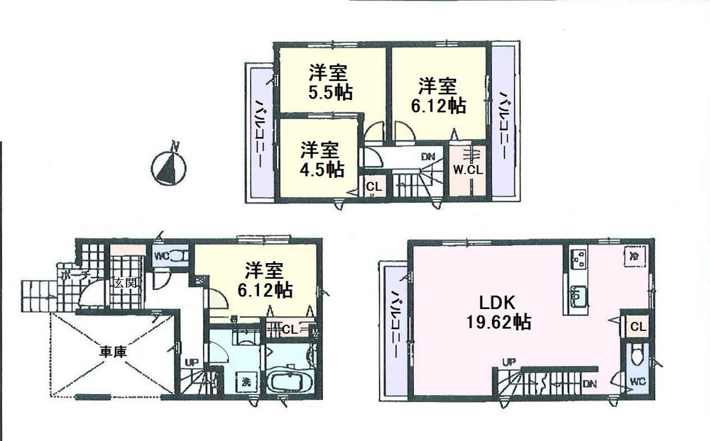 Floor plan. (F Building), Price 39,800,000 yen, 4LDK, Land area 65.24 sq m , Building area 111.98 sq m