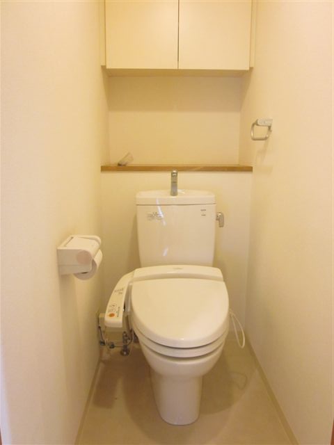 Toilet. Woshureto at the top also storage rack