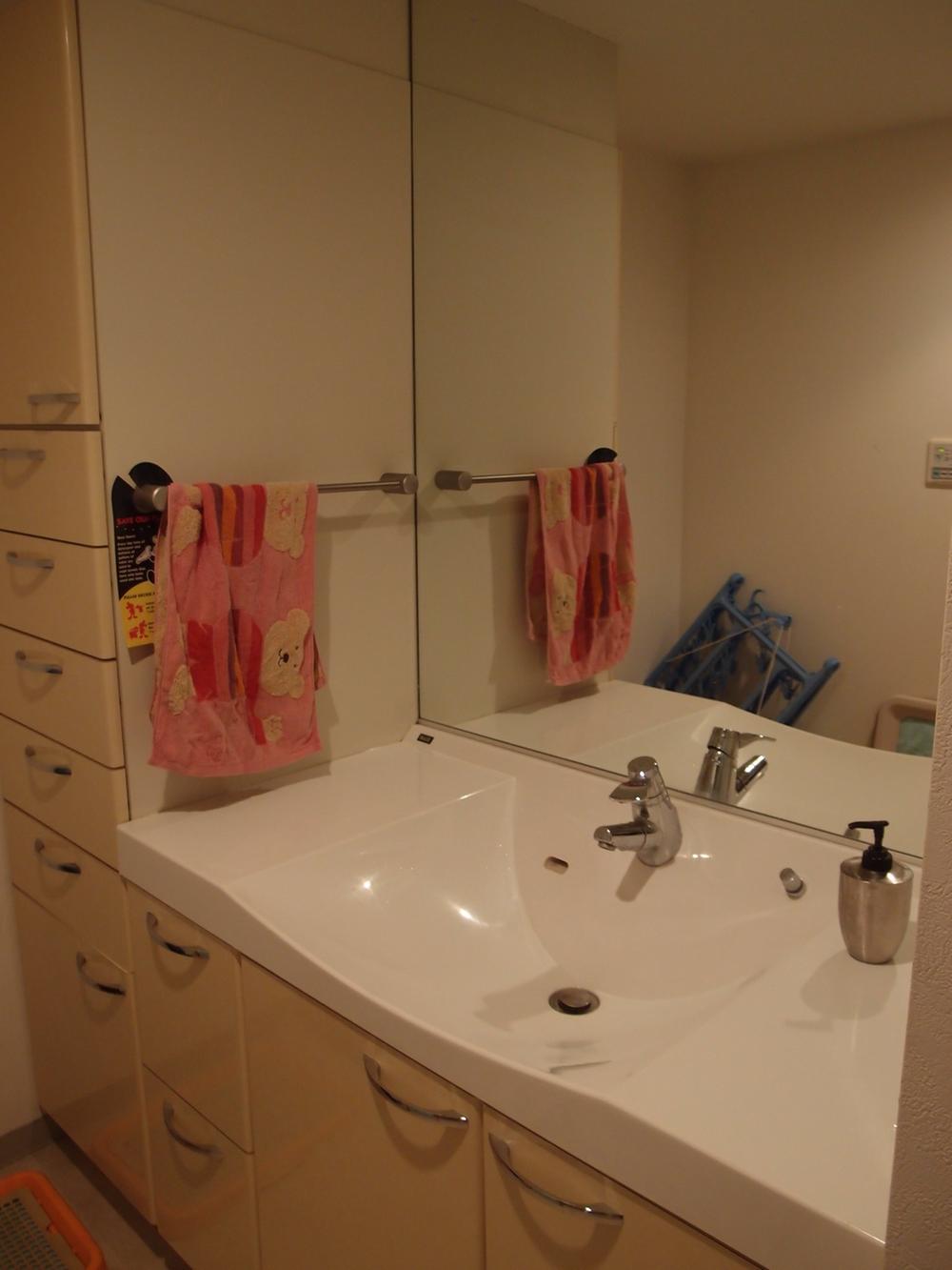 Wash basin, toilet. Bathroom vanity