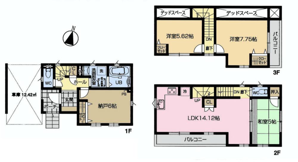 Floor plan. (B Building), Price 39,800,000 yen, 2LDK+S, Land area 64.36 sq m , Building area 105.15 sq m