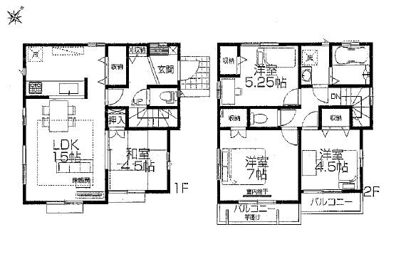 Floor plan. (Building 2), Price 55,500,000 yen, 4LDK, Land area 110.05 sq m , Building area 87.76 sq m