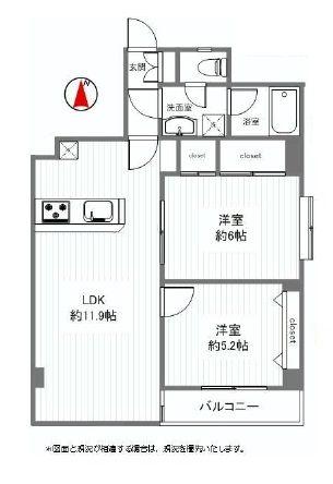 Floor plan. 2LDK, Price 25,800,000 yen, Occupied area 59.88 sq m , Balcony area 3.6 sq m