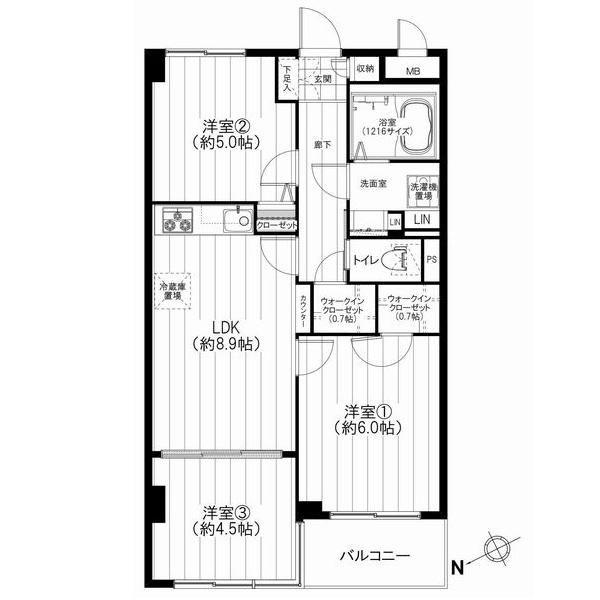 Floor plan. 3LDK, Price 26,900,000 yen, Occupied area 58.05 sq m , Balcony area 4.32 sq m