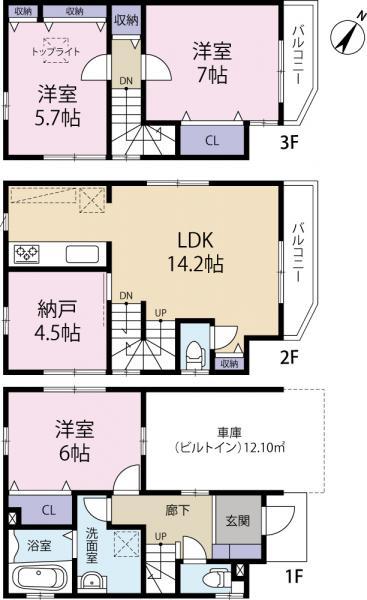 Floor plan. 41,800,000 yen, 3LDK+S, Land area 64.16 sq m , Building area 104.12 sq m