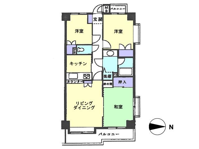 Floor plan. 2LDK + S (storeroom), Price 22,800,000 yen, Footprint 61.2 sq m , Balcony area 8.93 sq m