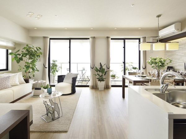 Living.  [Living Dining] SW-L type [4LDK+WIC]  Occupied area / 80.13 sq m  ※ Listings indoor photo (ibid. ・ Dochu ・ The right) model Room SW-L type. Some select plan (free of charge), Including the option (paid). Select Plan, Application deadline have to option both.