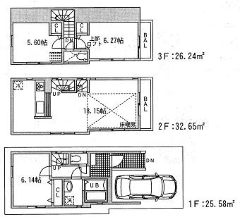 Floor plan. (D), Price 43,800,000 yen, 3LDK, Land area 55.1 sq m , Building area 91.54 sq m