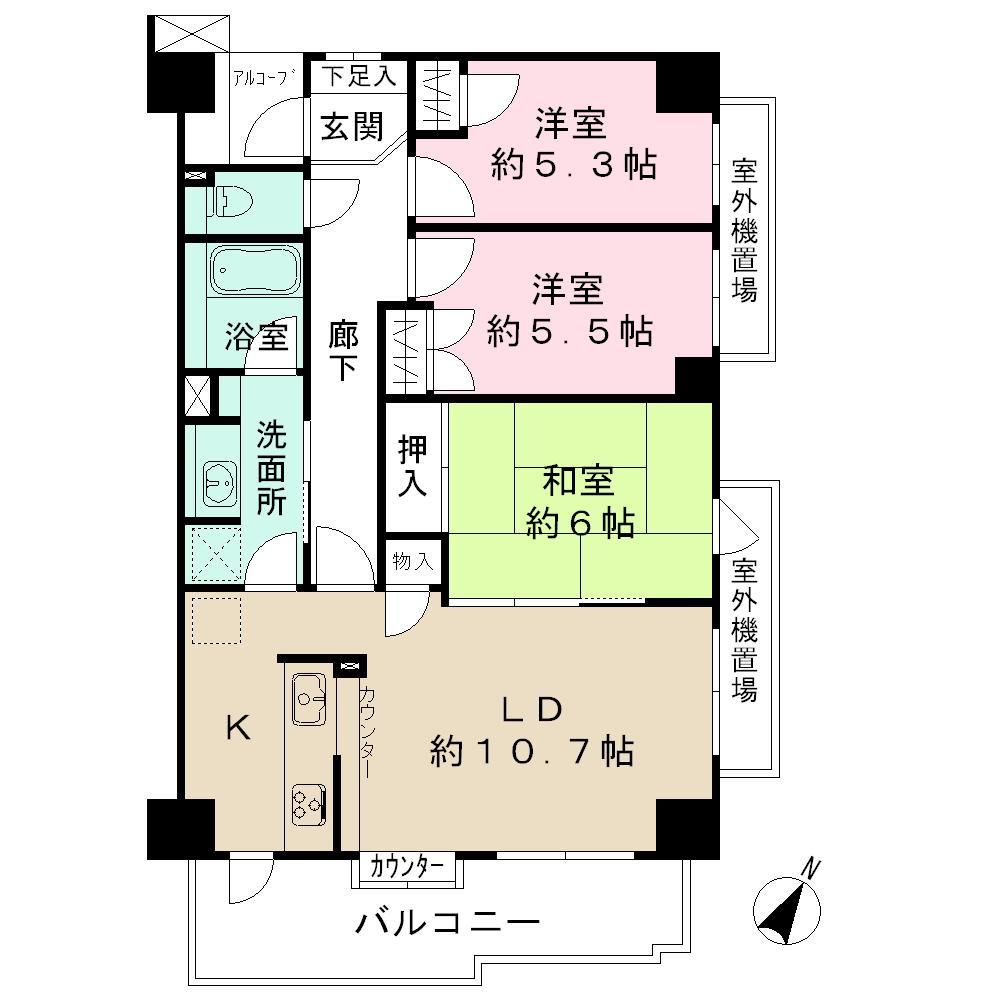 Floor plan. 3LDK, Price 25,800,000 yen, Occupied area 74.62 sq m , Balcony area 10.58 sq m