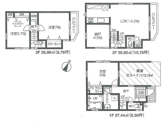 Floor plan. 41,800,000 yen, 3LDK + S (storeroom), Land area 64.16 sq m , Building area 104.12 sq m