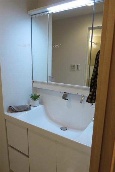 Wash basin, toilet. With a convenient shower bathroom vanity