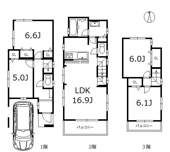 Floor plan. Price 52,800,000 yen, 4LDK, Land area 65.85 sq m , Building area 103.53 sq m