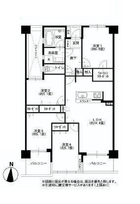 Floor plan. 4LDK, Price 36,900,000 yen, Occupied area 78.59 sq m , Balcony area 8.66 sq m