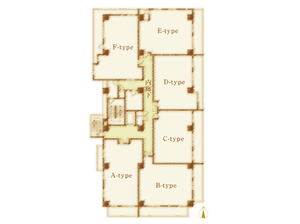 Shared facilities.  [5th floor ~ 12-floor plan conceptual diagram] Corner dwelling center plan to meet the independence and sense of openness. <Moda ・ Viento Nakaitabashi Purashia> 34 House of the condominium dwelling unit 52 House, About 65 percent is the independence and both a sense of openness corner dwelling unit plan. Less tall buildings around, From the mid-to-high-rise floors of the dwelling unit, You can enjoy a carefree view.