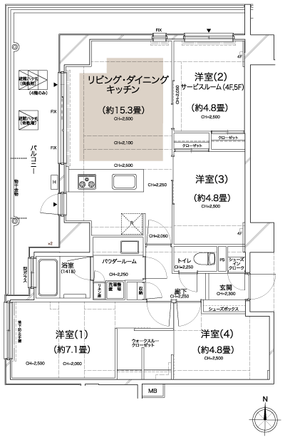 Floor: 4LDK / 3LDK + S, the occupied area: 80.09 sq m