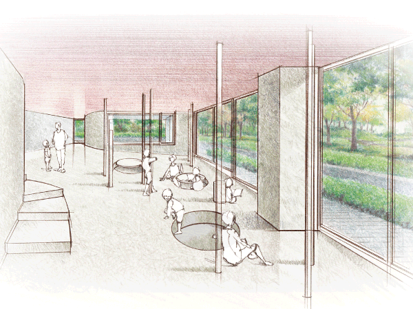 Shared facilities.  [Perfect to take a break, Lounge pit] In the same property is, Using the tilt, It was set the table in the recesses of digging kotatsu style, We will find a lounge pit. While from playing the children, A little break. It is likely to be able to be used as a communication corner of each other mom. (Lounge pit Rendering)