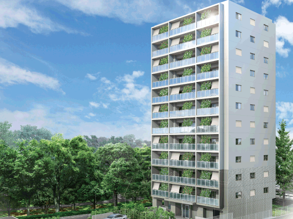 Buildings and facilities. The main street leading to the local, It is Zelkova trees that decorate the roadside for about 60m. Wrapped in trees and with its dense, <Eco-Village Takashimadaira Akatsuka Park> is quietly Nestled. Shopping precinct, Fair sense of distance to public facilities area. Is life that is filled with richness, It begins here. (Exterior view)