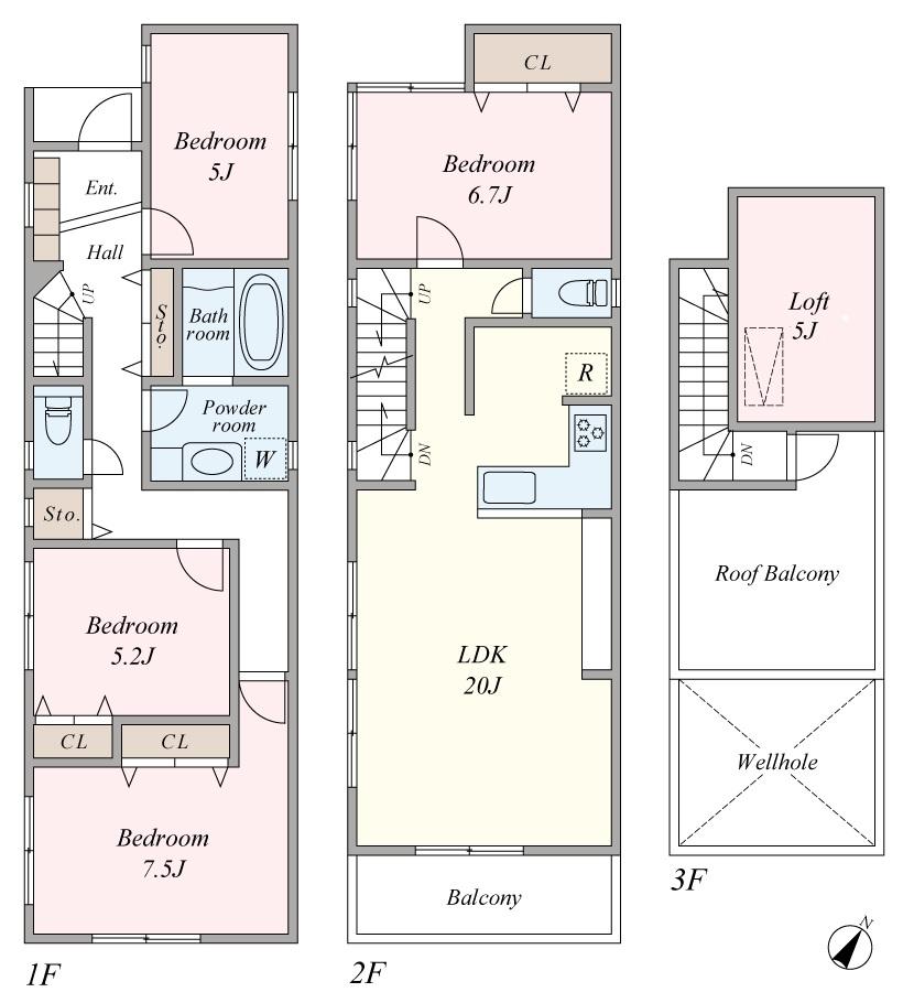 Floor plan. (C Building), Price 56,800,000 yen, 4LDK, Land area 115.69 sq m , Building area 109.16 sq m