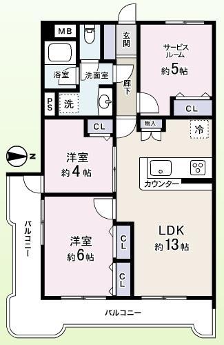 Floor plan. 2LDK+S, Price 26,900,000 yen, Occupied area 60.48 sq m , Balcony area 14.17 sq m