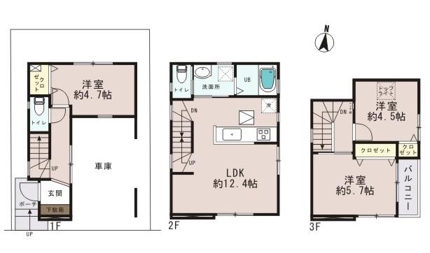 Floor plan. 34,800,000 yen, 3LDK, Land area 51.73 sq m , Building area 82.27 sq m