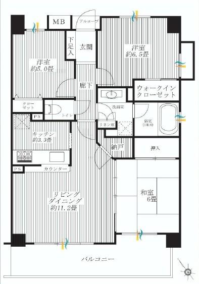 Floor plan. 3LDK, Price 33,800,000 yen, Occupied area 70.71 sq m , Balcony area 11.06 sq m