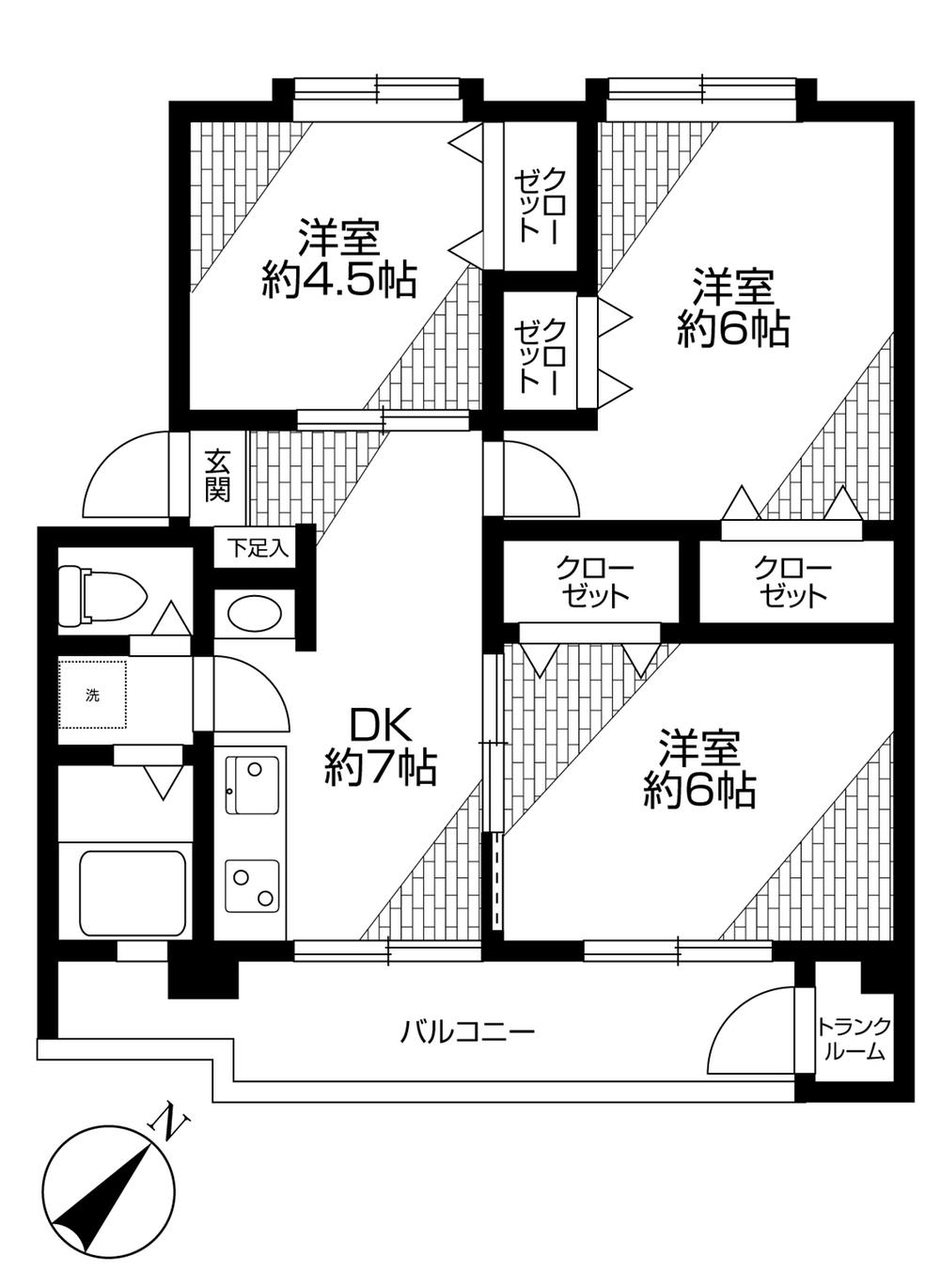 Floor plan. 3DK, Price 15.8 million yen, Occupied area 50.83 sq m , Balcony area 6.1 sq m present situation Floor (specifications can be changed)