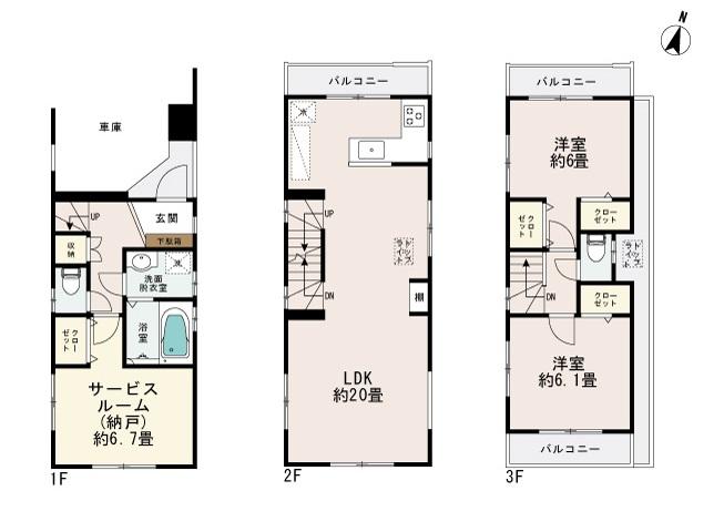 Floor plan. (A Building), Price 47,800,000 yen, 3LDK, Land area 61.3 sq m , Building area 101.22 sq m