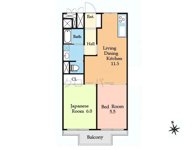 Floor plan. 2LDK, Price 16.3 million yen, Occupied area 48.68 sq m , Balcony area 5.47 sq m
