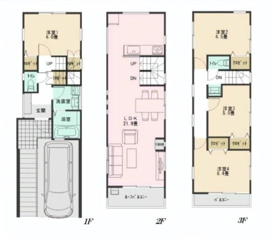 Floor plan. 56,800,000 yen, 4LDK, Land area 73.56 sq m , Building area 120.9 sq m