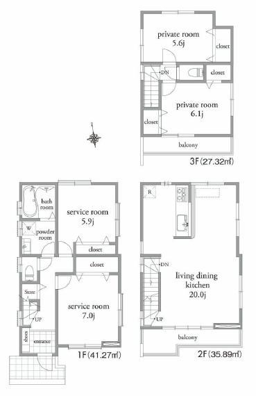 Floor plan. (B Building), Price 40,800,000 yen, 4LDK, Land area 97.4 sq m , Building area 104.48 sq m