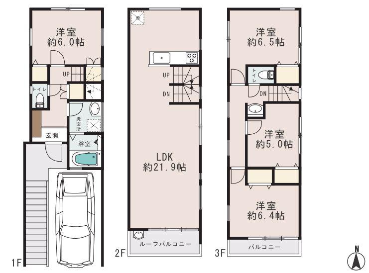 Floor plan. (A Building), Price 56,800,000 yen, 4LDK, Land area 73.56 sq m , Building area 120.9 sq m