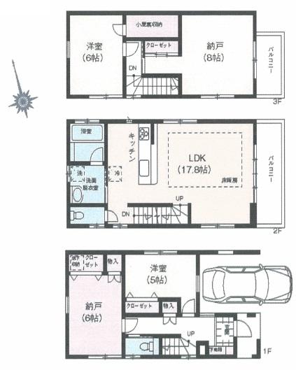 Floor plan. 45,800,000 yen, 4LDK, Land area 73.2 sq m , Building area 106.82 sq m