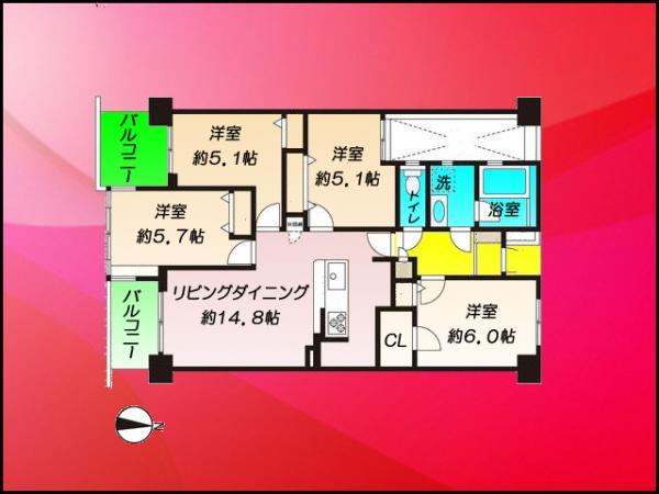 4LDK, Price 36,900,000 yen, Occupied area 78.59 sq m , Balcony area 8.66 sq m