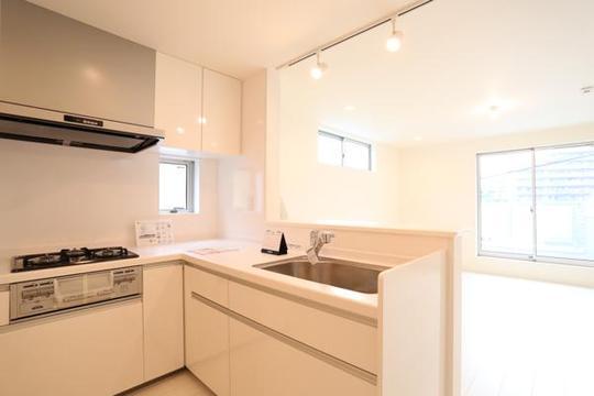 Kitchen. Open kitchen to living room overlooking