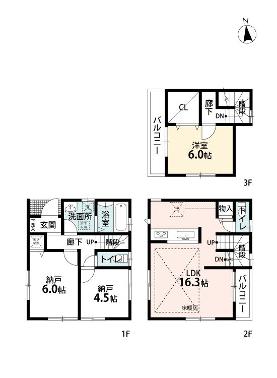 Floor plan. (4 Building), Price 50,800,000 yen, 1LDK+2S, Land area 83.34 sq m , Building area 81.81 sq m