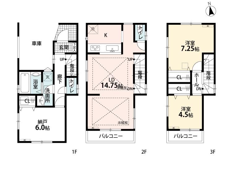 Floor plan. (7 Building), Price 53,800,000 yen, 2LDK+S, Land area 66.09 sq m , Building area 88.89 sq m