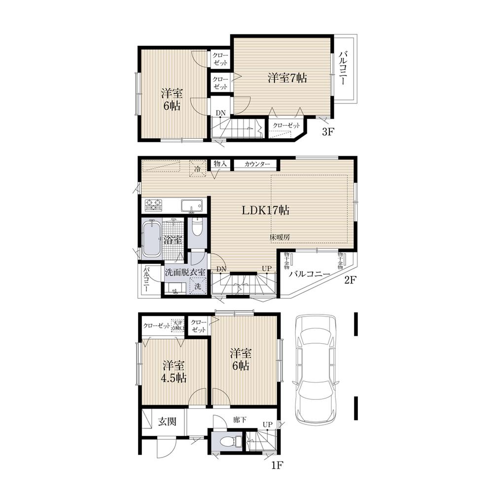 Floor plan. (A), Price 43,800,000 yen, 4LDK, Land area 60 sq m , Building area 104.74 sq m