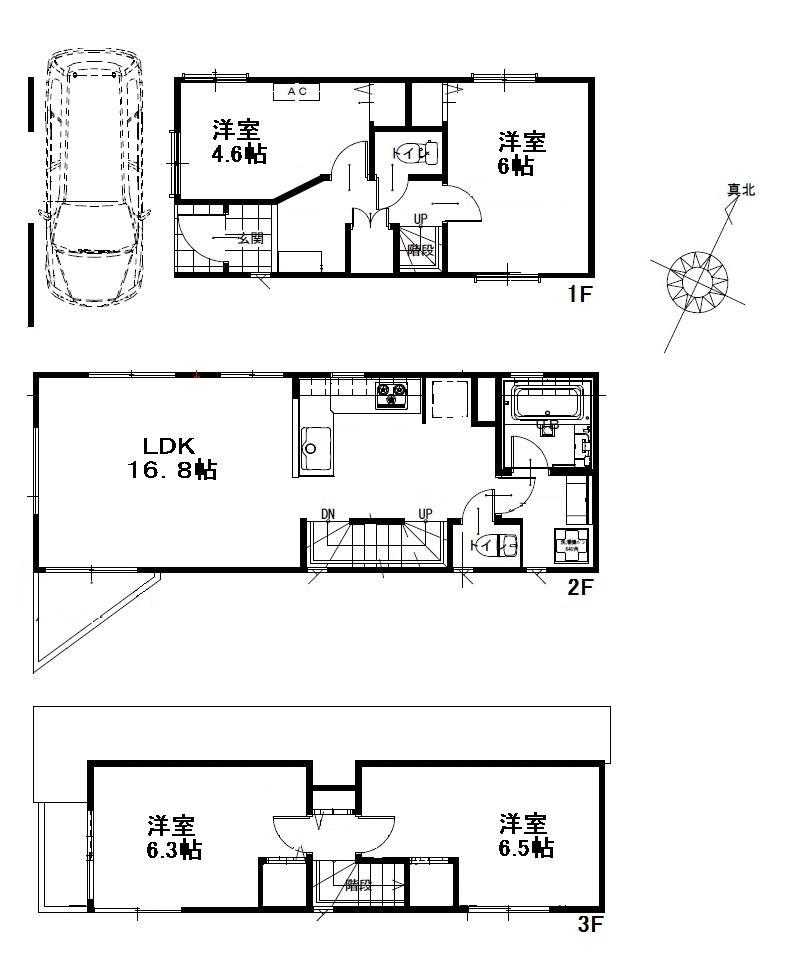 Floor plan. (F), Price 35,800,000 yen, 4LDK, Land area 63.39 sq m , Building area 99.28 sq m