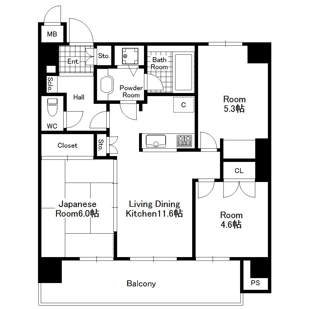 Floor plan. 2LDK + S (storeroom), Price 26,900,000 yen, Occupied area 63.87 sq m , Balcony area 10.55 sq m