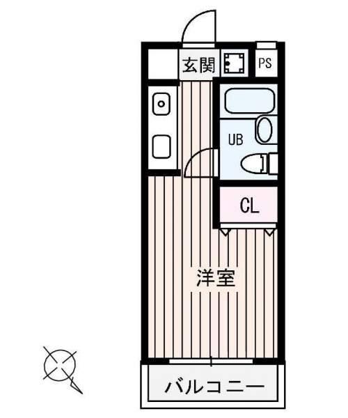 Floor plan. 1K, Price 4.8 million yen, Occupied area 18.59 sq m , Balcony area 2.4 sq m