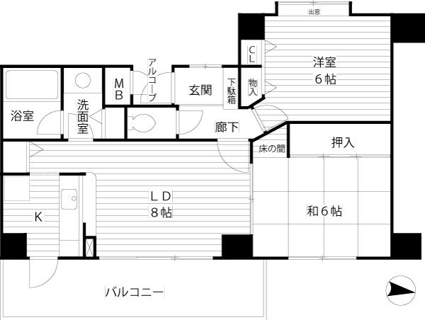Floor plan. 2LDK, Price 19.9 million yen, Occupied area 55.67 sq m , Balcony area 6.55 sq m   ■ Large bright living dining of opening