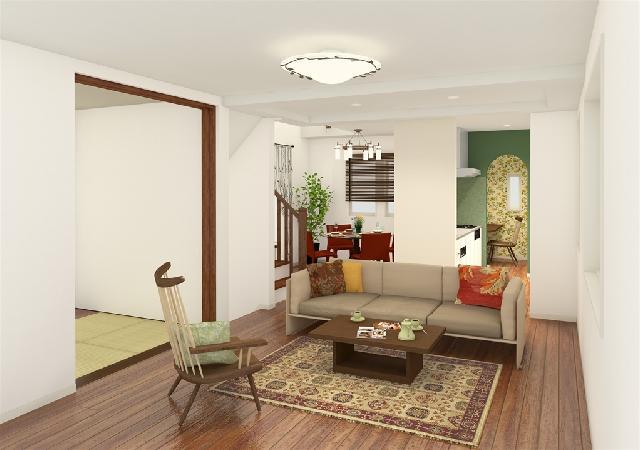 Same specifications photos (living). Same specification (furniture is an image)