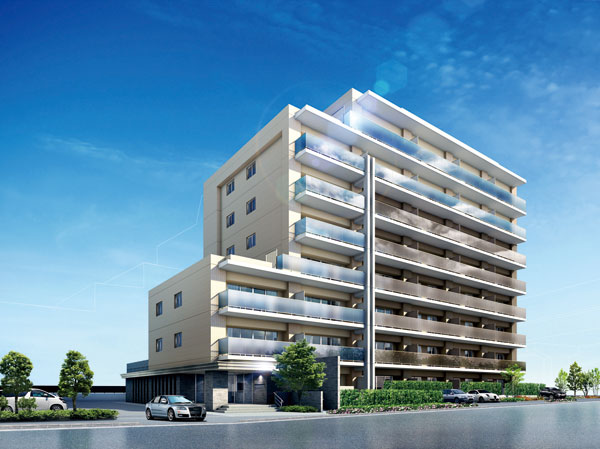 Shared facilities.  [appearance] Appearance form is, It consists of a ground color to represent the sophistication and calm. Balconies, 2-color glass panel of creative sharp grid design. Arranged Marion to accent, The line of the longitudinal extending into the blue sky was conscious. Its appearance is, Also claims the presence while resonance with the surrounding landscape. (Rendering)