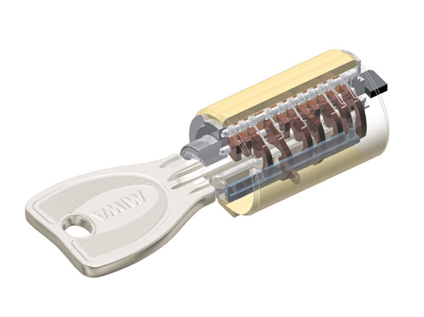 Security.  [Reversible pin cylinder key] Because of the difference is 100 billion kinds of theory on the key, Replication is almost impossible. further, Exert a high security performance even for bar attack equipped with a sickle dead bolt, More will further enhance the security effect. Also, Since the direction in which the plug of the key is free, Opening and closing of the key can be done smoothly.