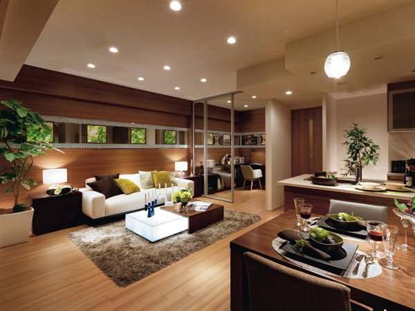 Room and equipment. For the whole family is a restful space, living ・ Dining, It was tailored to a calm nestled in grace. A new life begins from here. (living ・ dining  ※ Model Room B type)