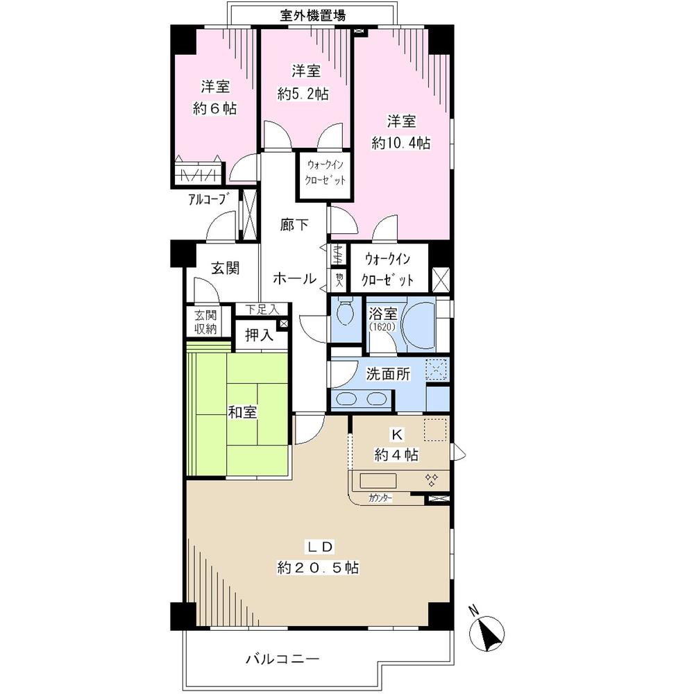 Floor plan. 4LDK, Price 52,800,000 yen, Footprint 124.37 sq m , Balcony area 12.45 sq m