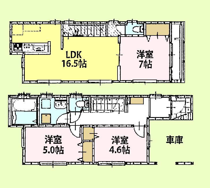 Floor plan. (3 Building), Price 39,800,000 yen, 3LDK, Land area 75.71 sq m , Building area 87.42 sq m