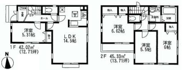Floor plan. (1 Building), Price 39,800,000 yen, 4LDK, Land area 75.64 sq m , Building area 87.35 sq m