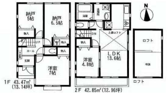 Floor plan. (Building 2), Price 35,800,000 yen, 4LDK, Land area 89.13 sq m , Building area 86.32 sq m